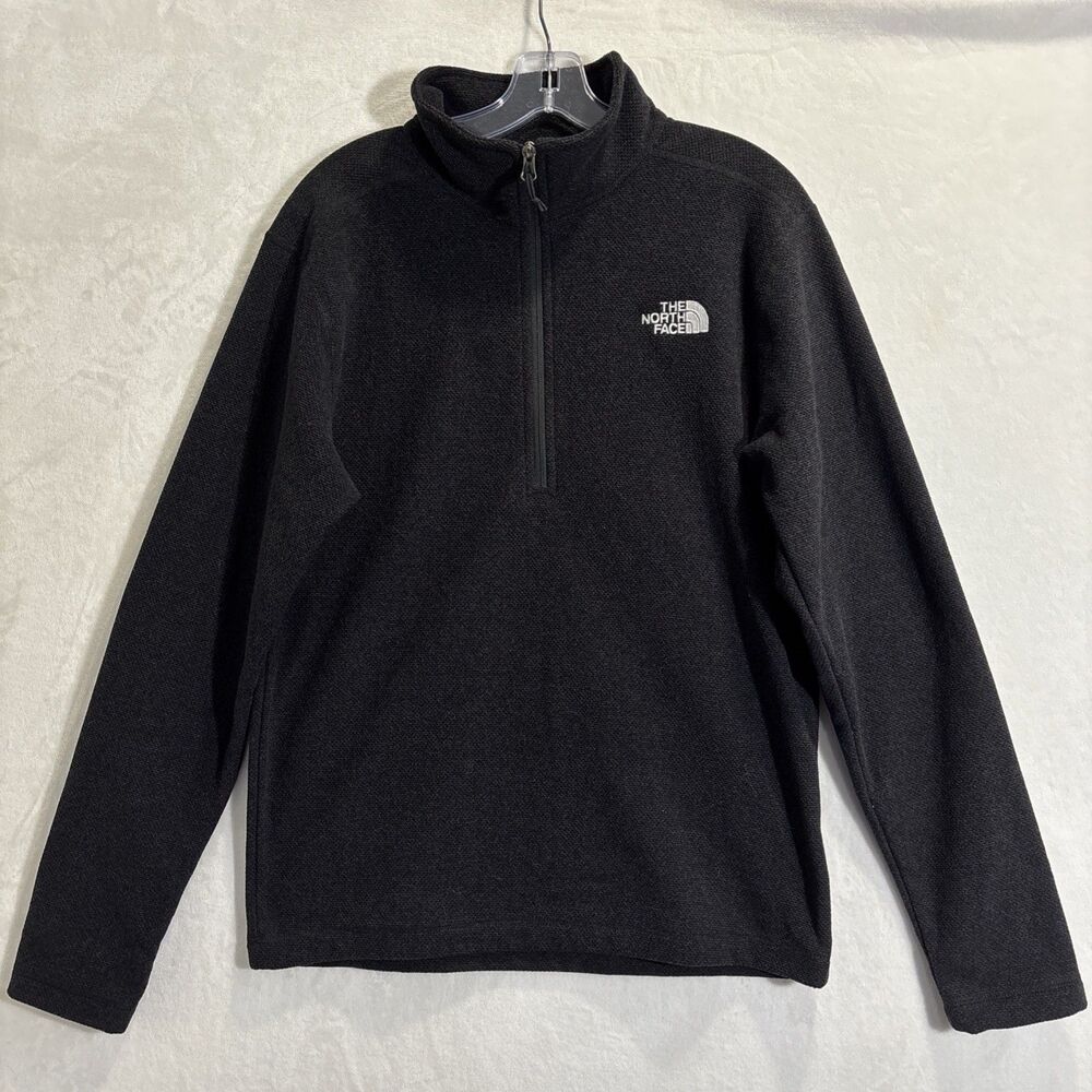 The North Face Men's Textured Cap Rock Fleece 1/4 Zip Pullover Black Medium
